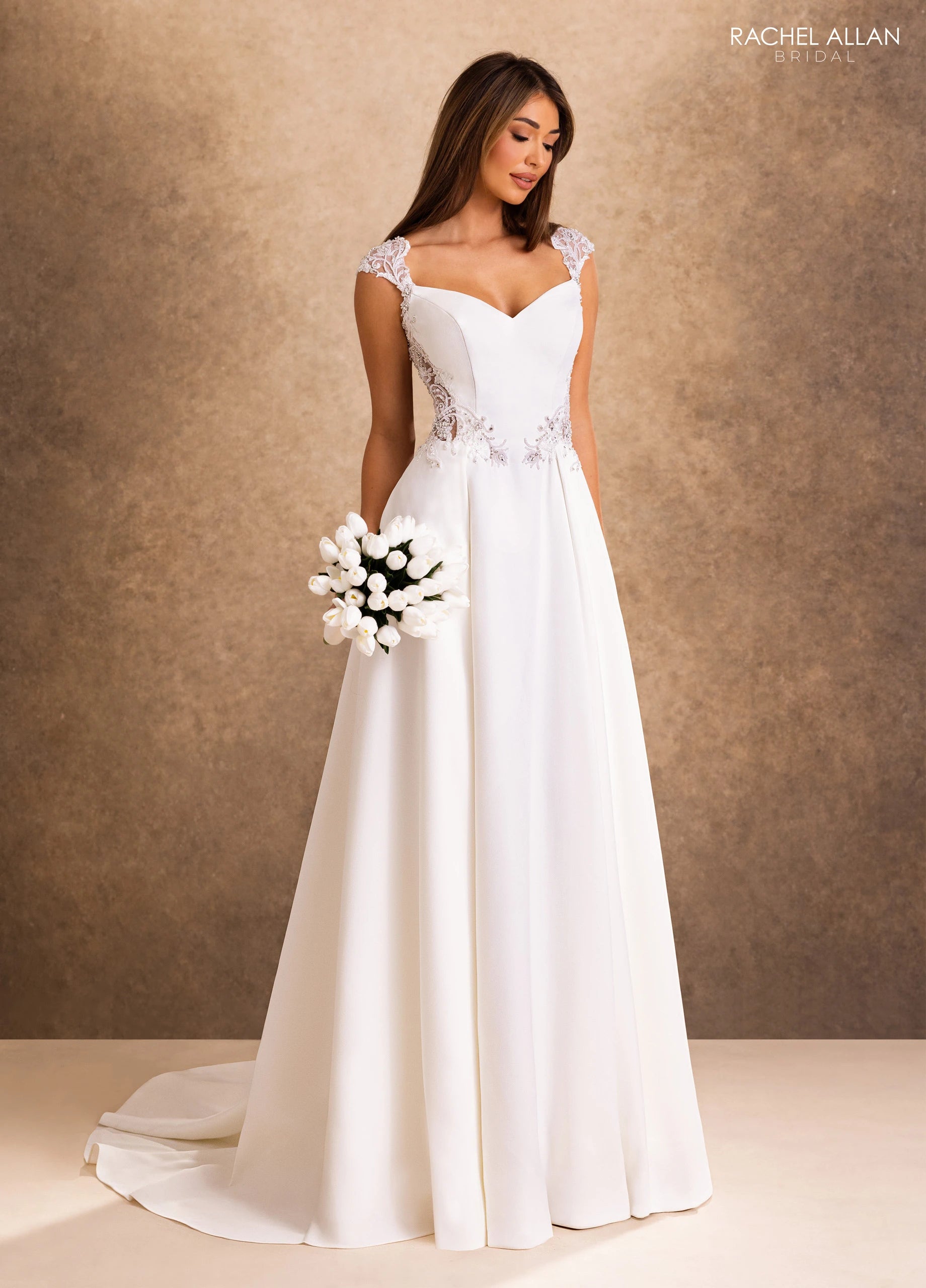 Sweetheart Floor-Length Satin Wedding Dress A-Line Rachel Allan RB4250