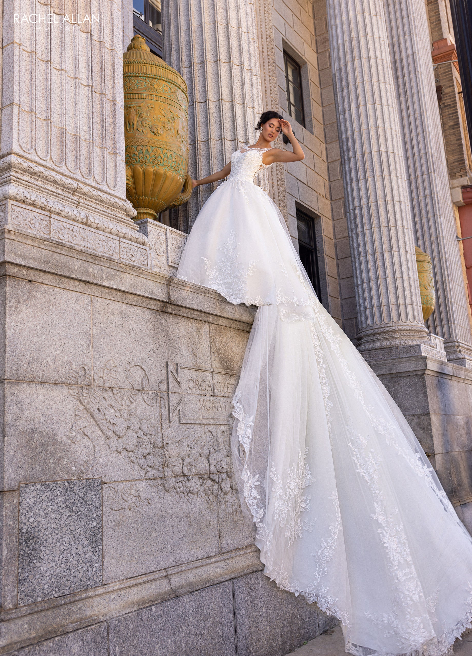Rachel Allan RB4210 Glitter Long A Line Applique Wedding Dress