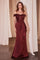 Formal Dresses Beaded Long Formal Fitted Evening Dress Burgundy