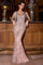 Formal Dresses Beaded Long Formal Fitted Evening Gown Silver Nude