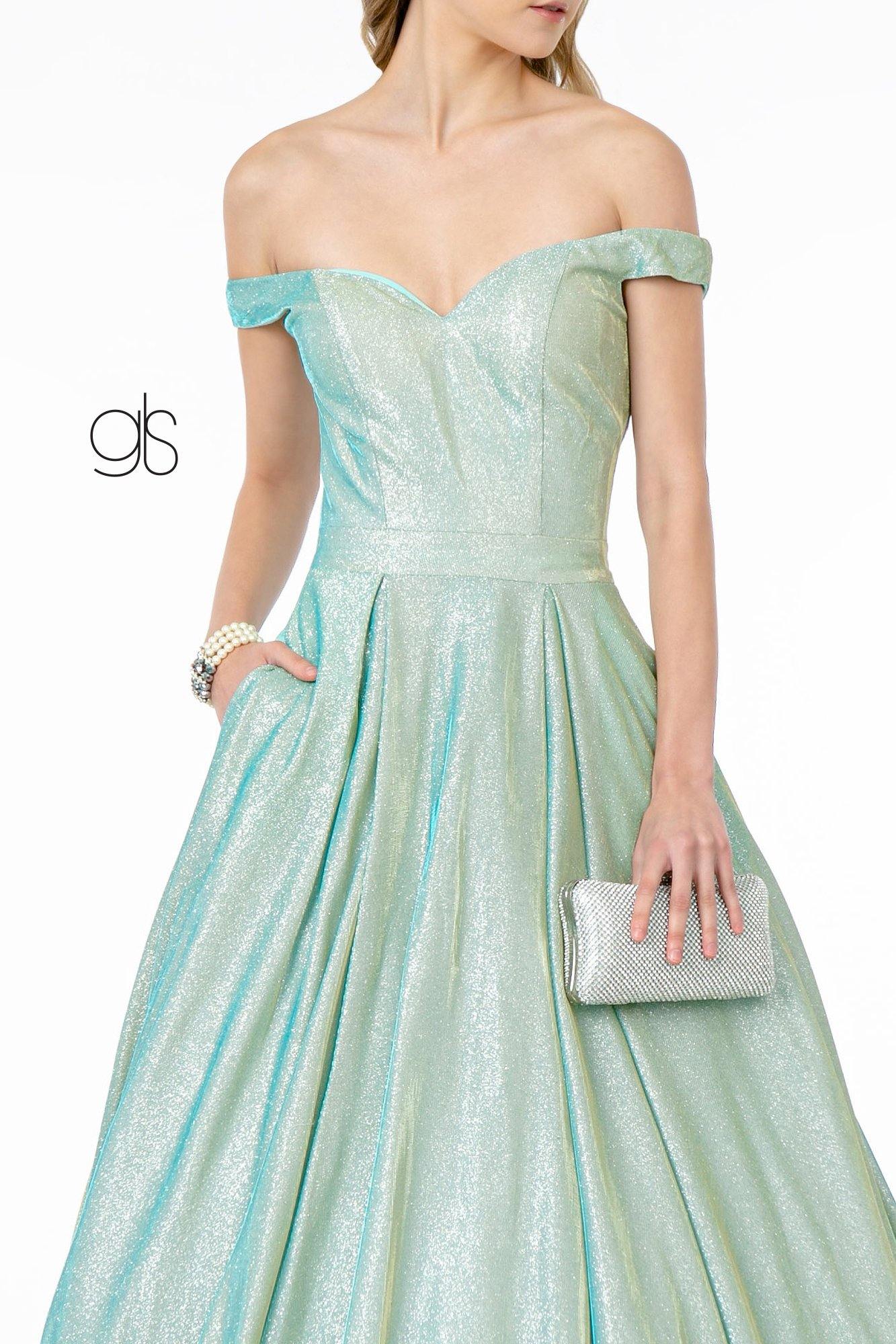 Cut-Away Shoulder Prom Dress Ball Gown - The Dress Outlet Elizabeth K