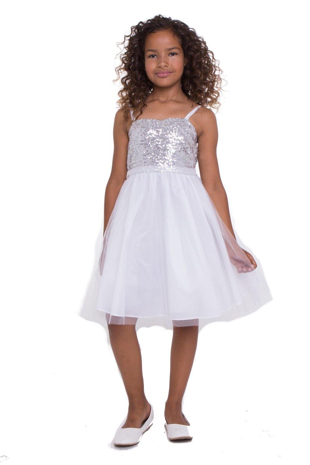 White and silver flower girl dresses new arrivals