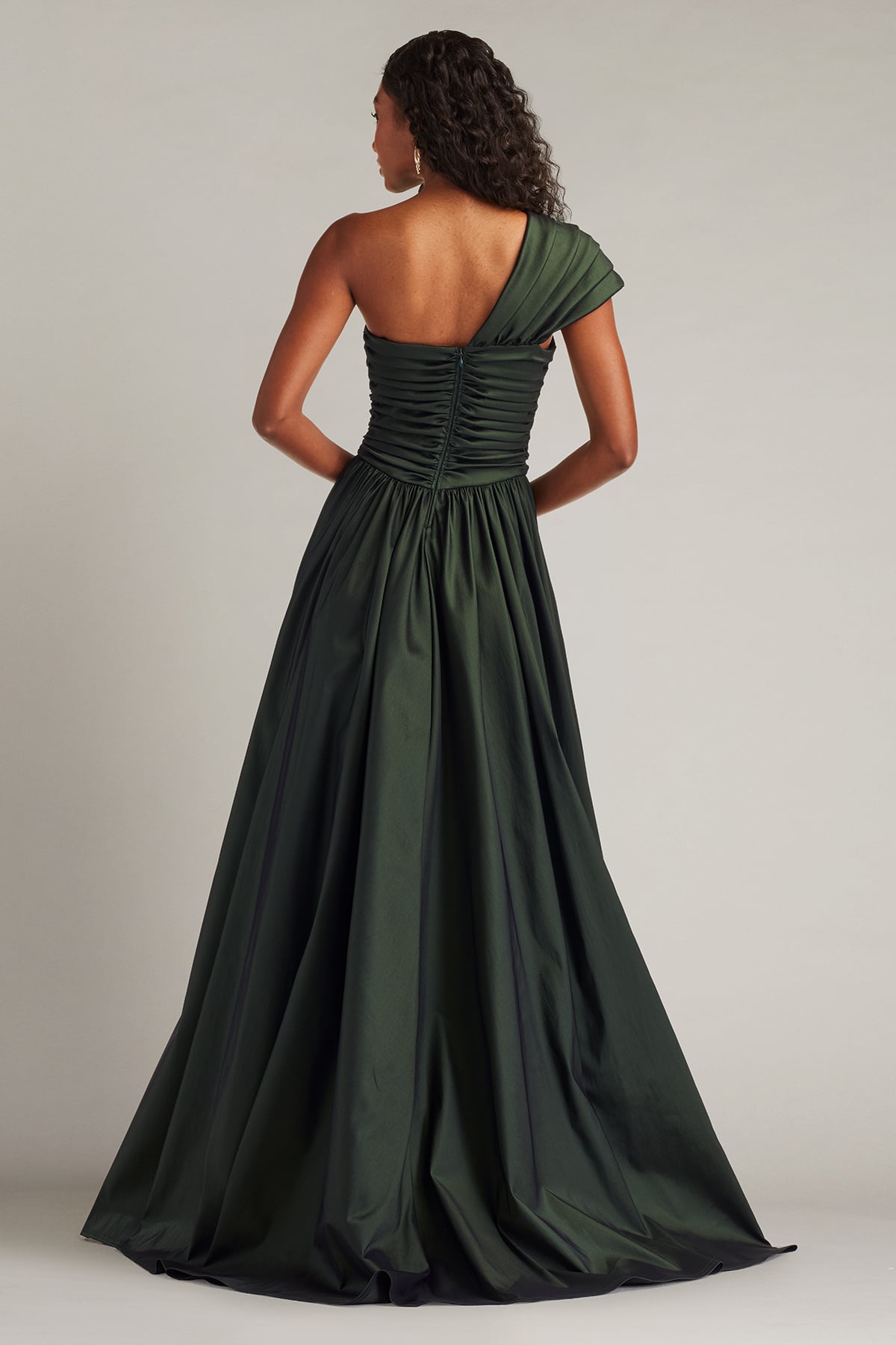 Prom Dresses Long Formal Pleated A Line Prom Dress Tadashi Shoji CY25318L Dark Forest