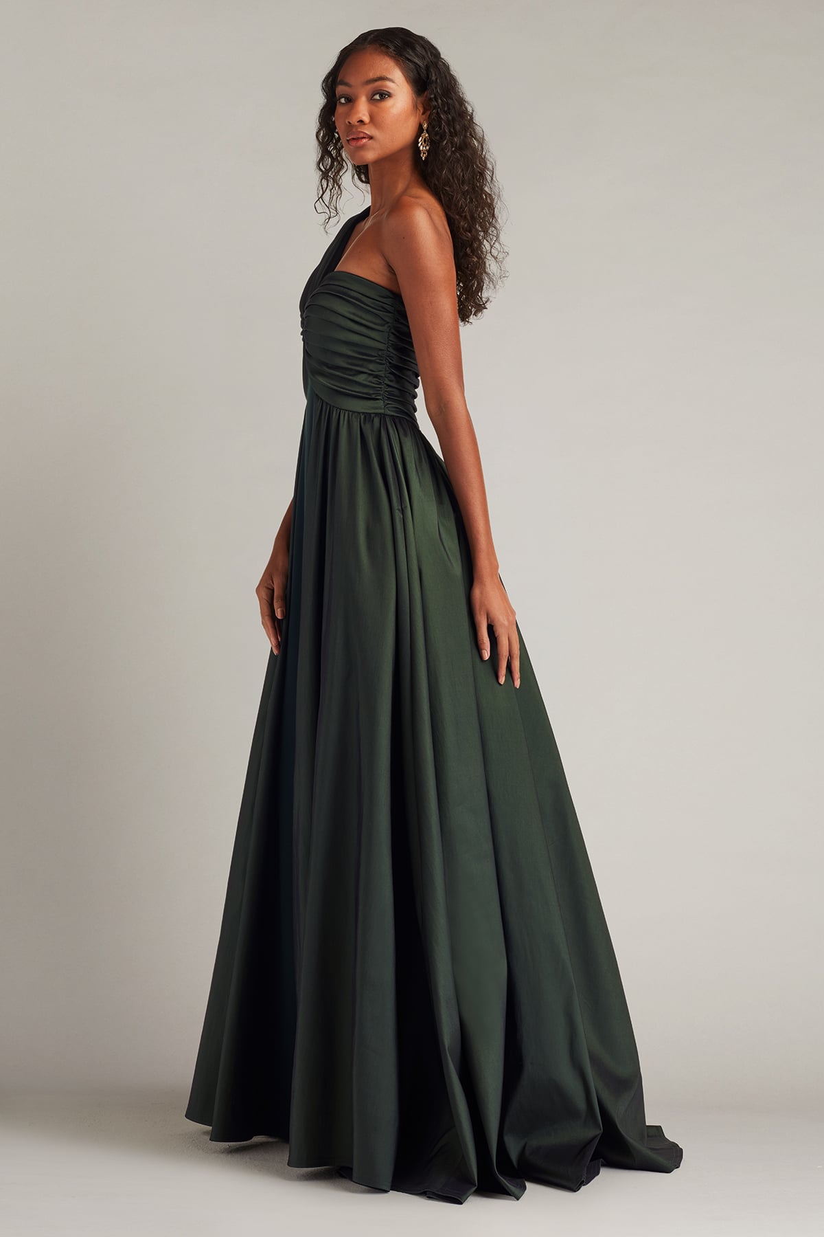 Prom Dresses Long Formal Pleated A Line Prom Dress Tadashi Shoji CY25318L Dark Forest