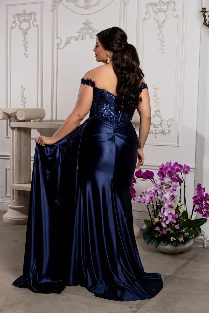 Off-the-Shoulder Floor-Length Satin Prom Sheath/Column May Queen 2179