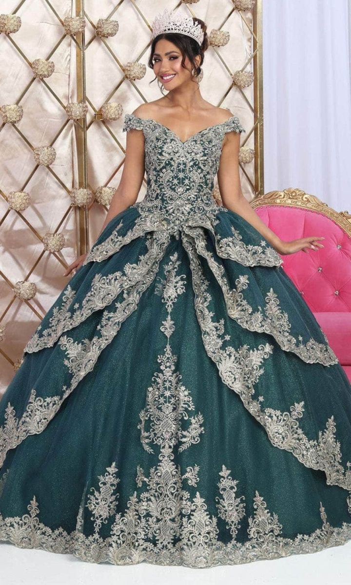 Off-the-Shoulder Floor-Length Tulle Quinceañera Ball Gown May Queen LK234