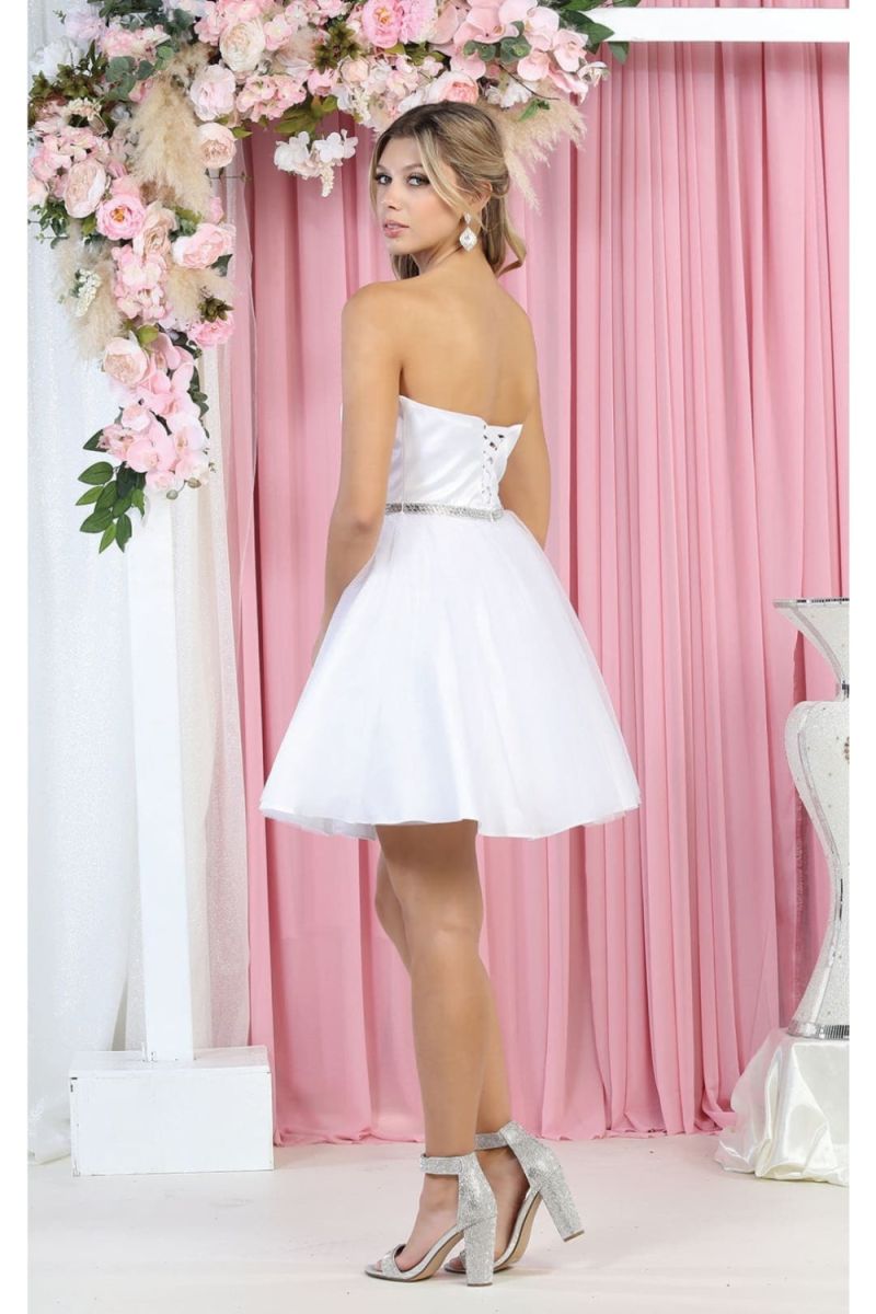 White Sweetheart Short Tulle Wedding Dress A Line May Queen MQ1895
