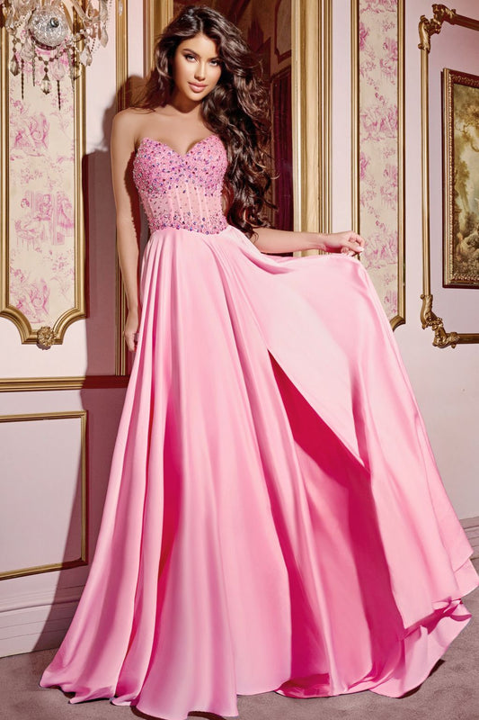 Prom Dresses A Line Formal Beaded Corset Prom Dress Pink