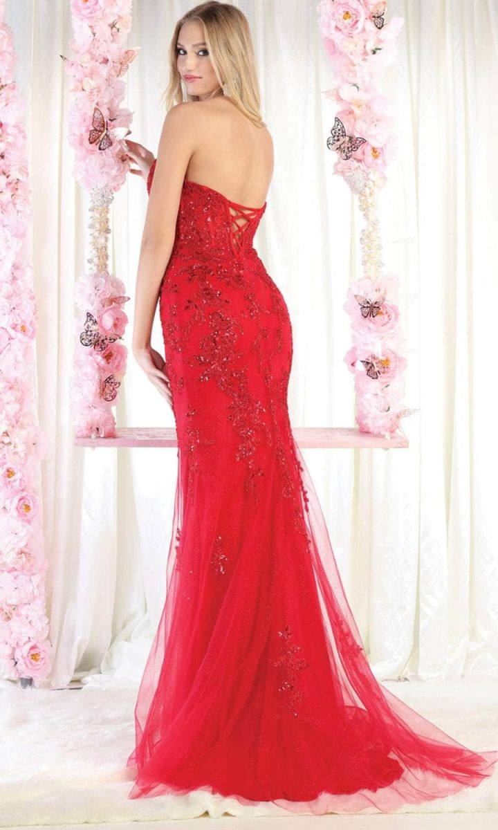 Red Sweetheart Floor-Length Tulle Prom Dress Corset May Queen RQ8013