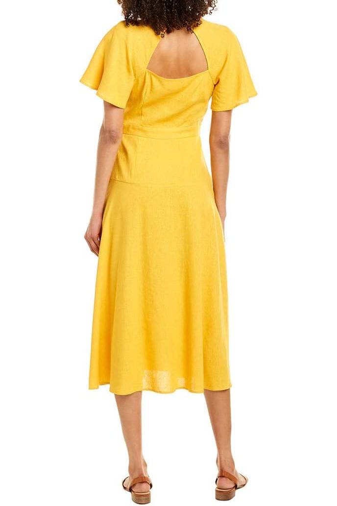 Donna Morgan D7269M A Line Button Midi Cocktail Dress