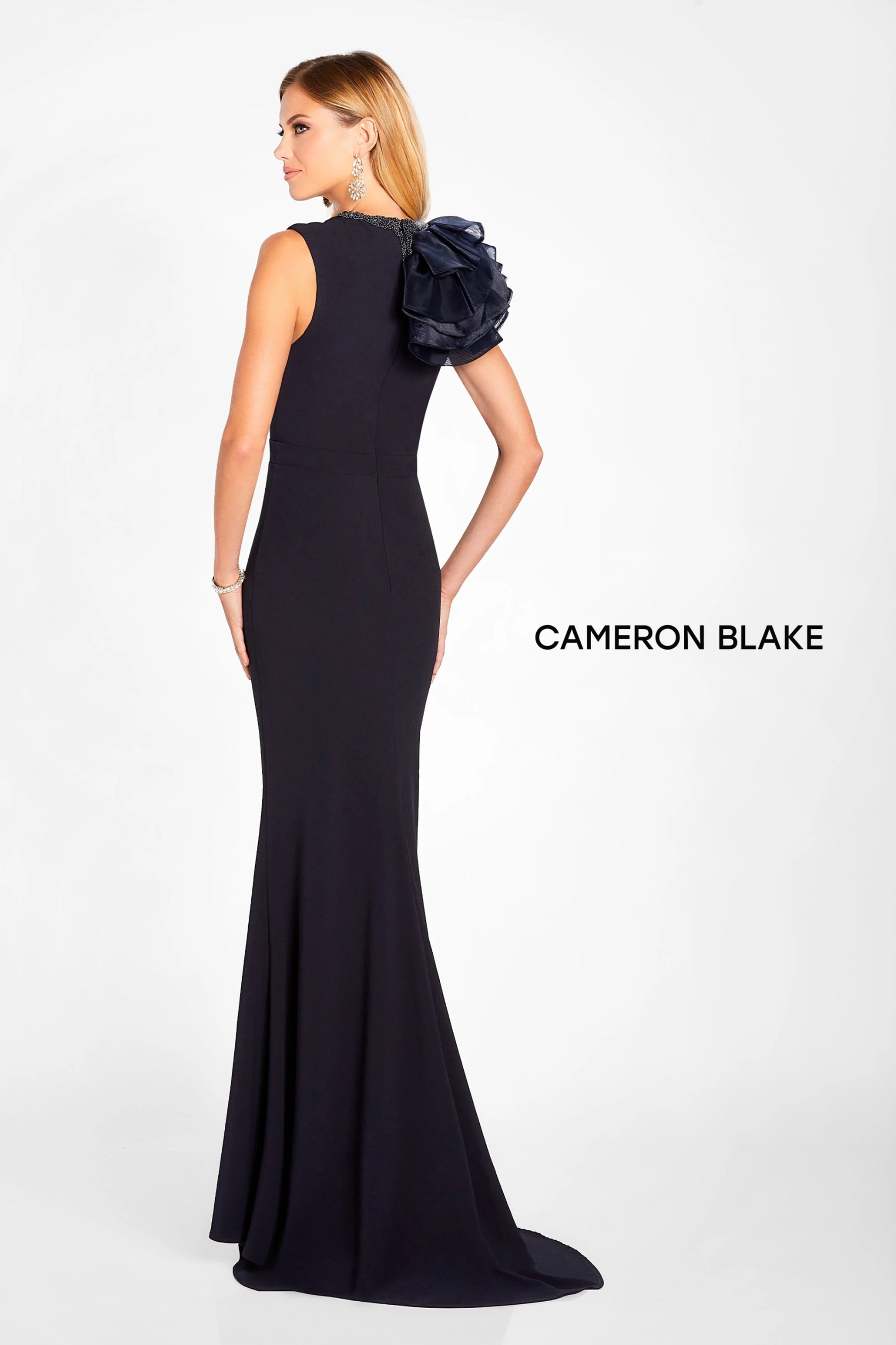 Cameron Blake 119645 Beaded Long Formal Ruffle Evening Dress