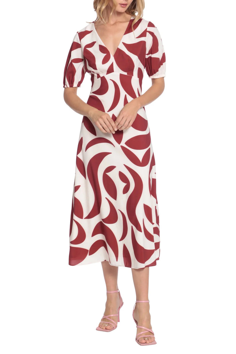 Donna Morgan D8059M Short Printed Cocktail Midi Dress