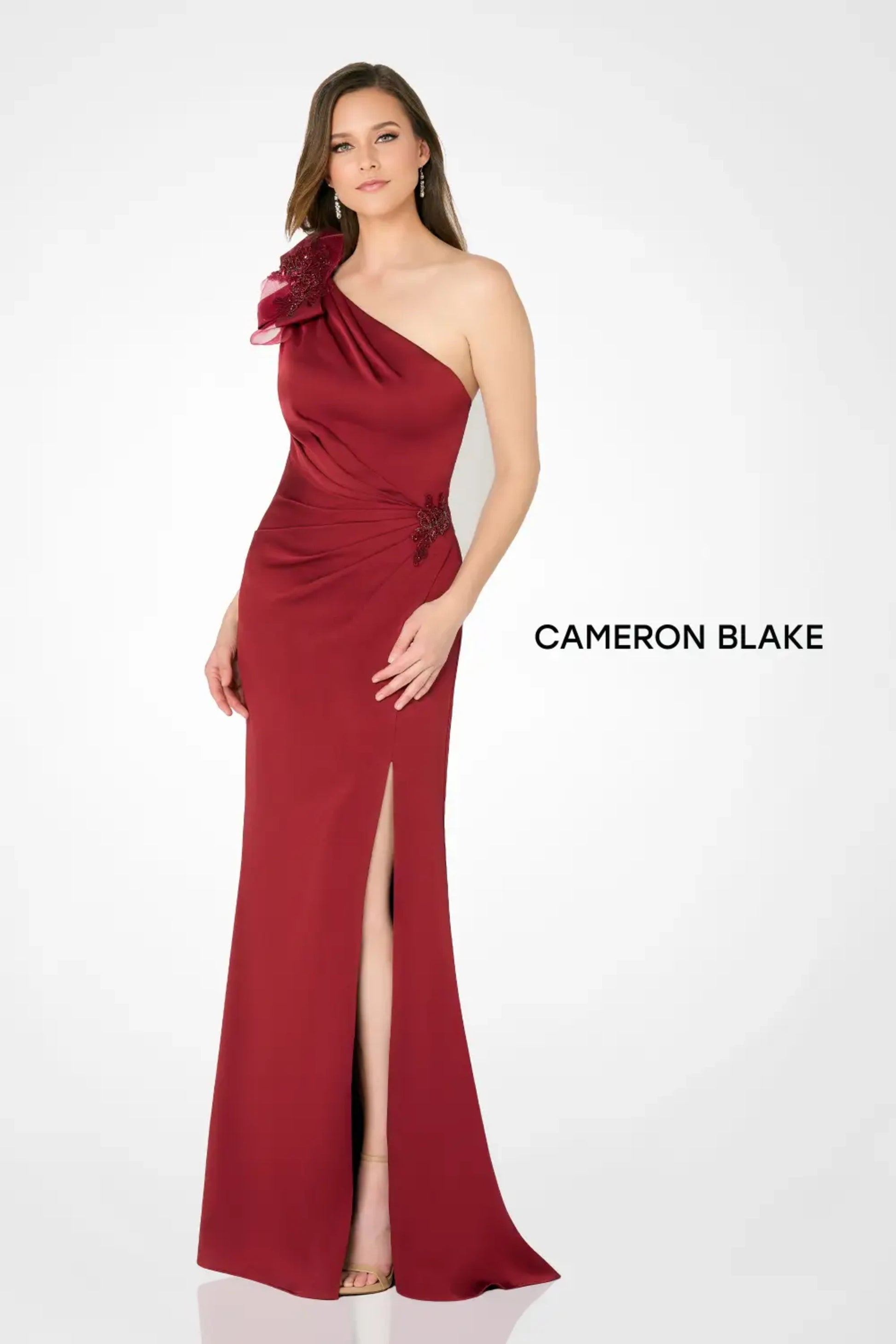Cameron Blake CB787 Long Slit Formal Evening Beaded Dress