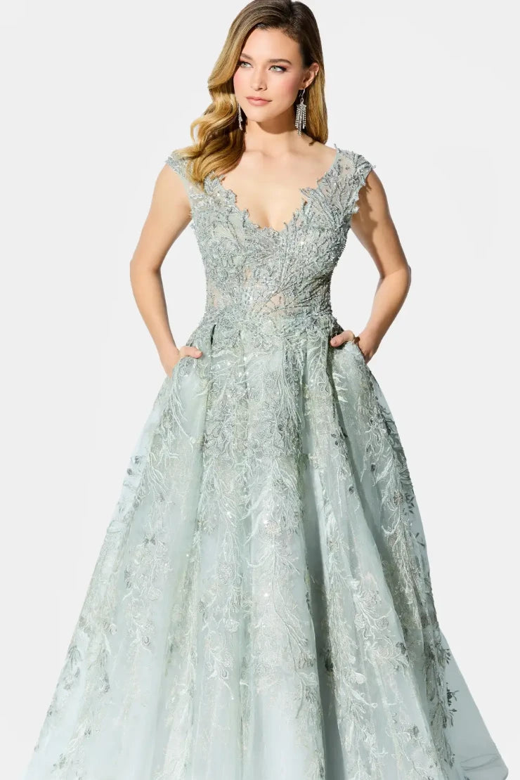 Ivonne D ID903 Long Ball Gown Laced Appliqued Evening Dress