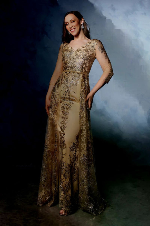 V-Neck Floor-Length Tulle Prom A-Line May Queen MQ2000