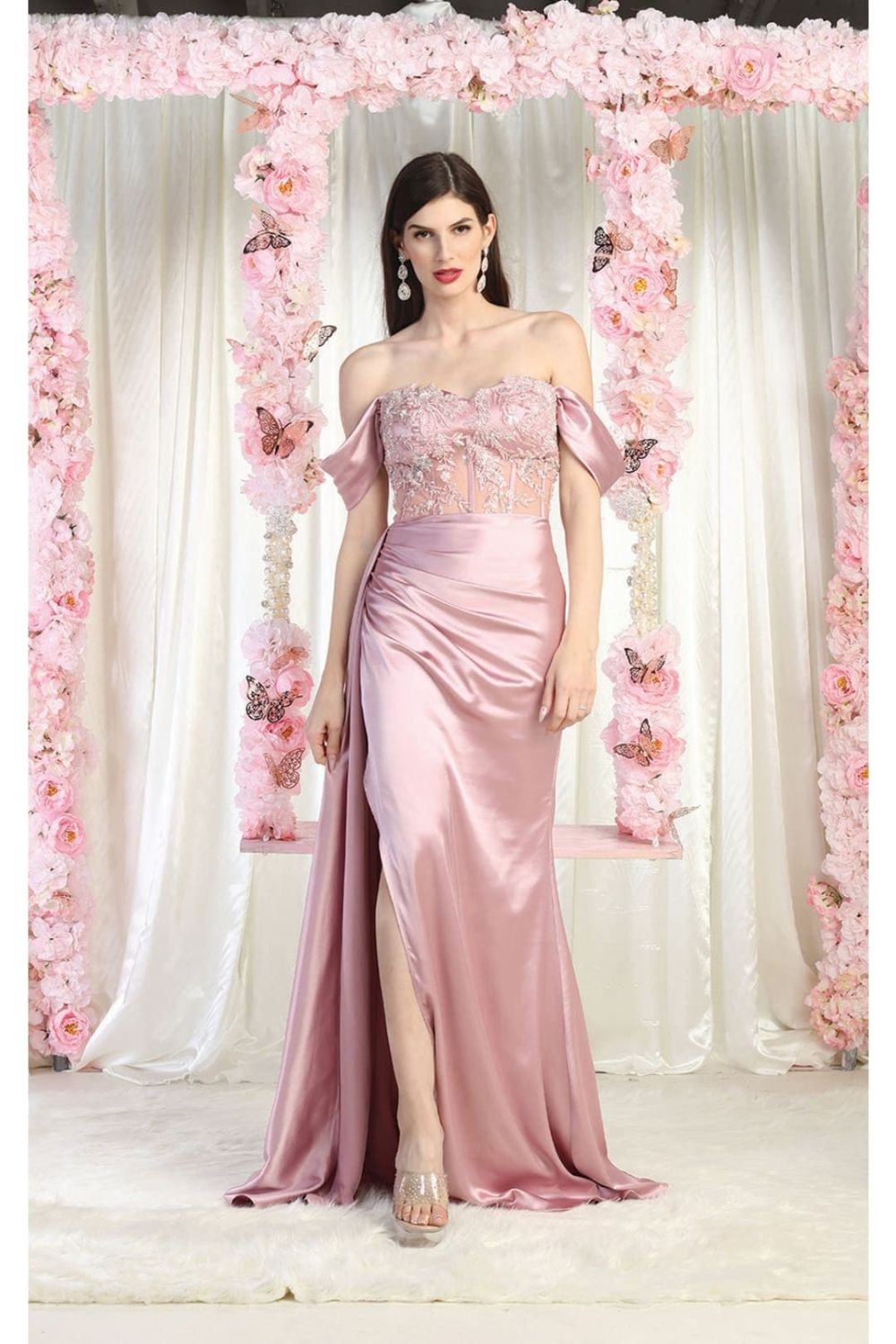 Sweetheart Floor-Length Satin Prom Mermaid May Queen 1977