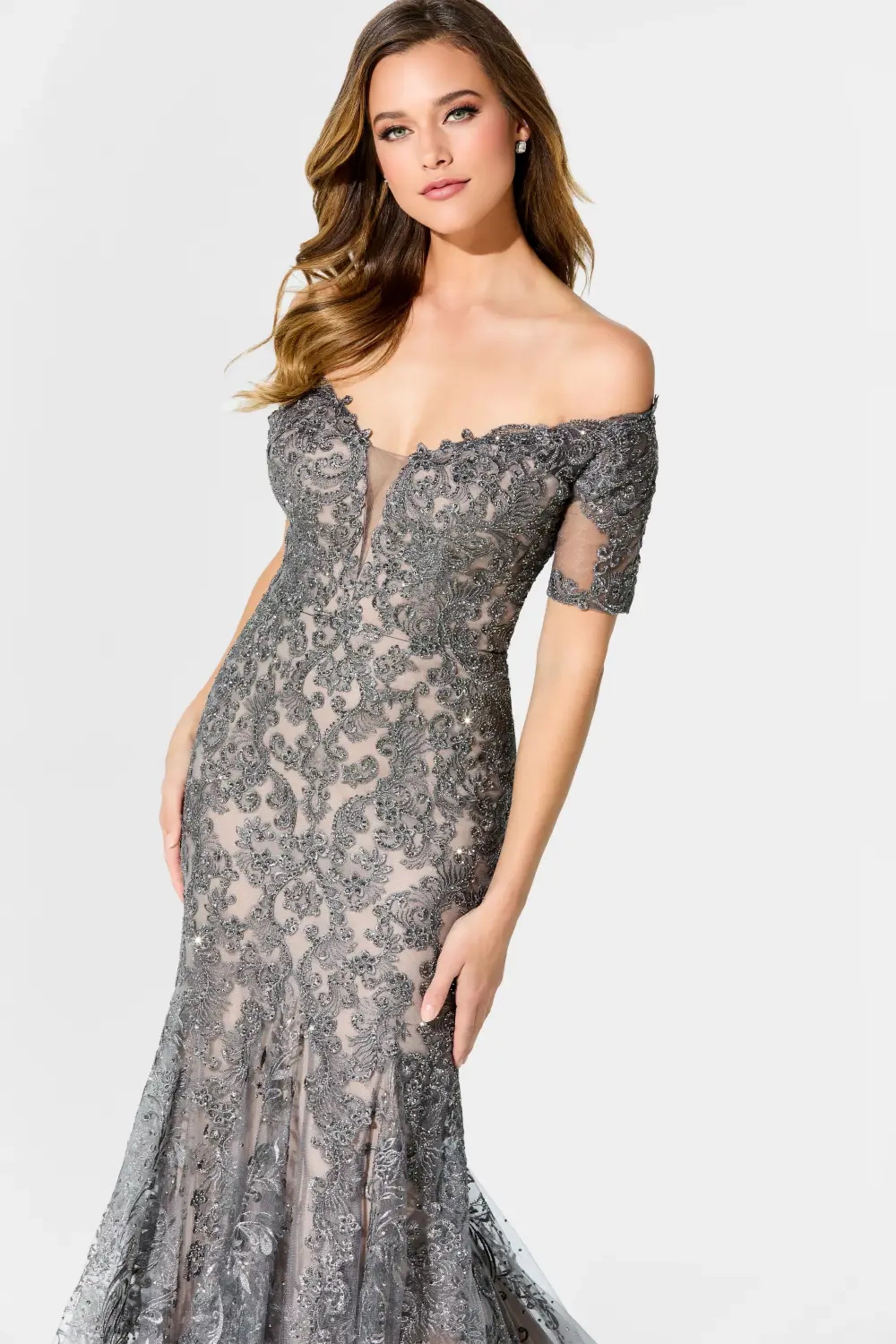 Formal Dresses Beaded Mermaid Formal Long Evening Dress Charcoal
