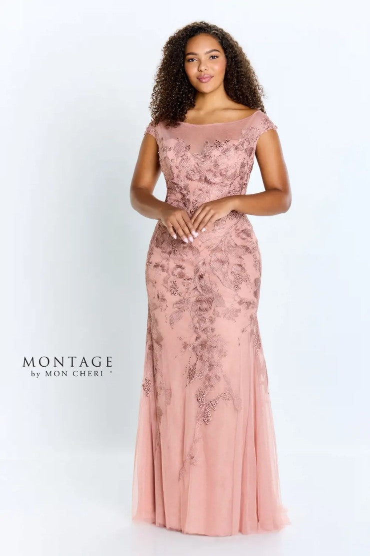 Montage 221968 Floral Long Beaded Evening Formal Dress