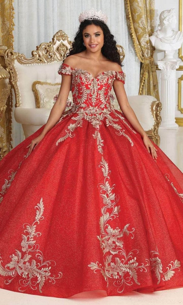 Off-the-Shoulder Floor-Length Tulle Quinceañera Ball Gown May Queen LK219