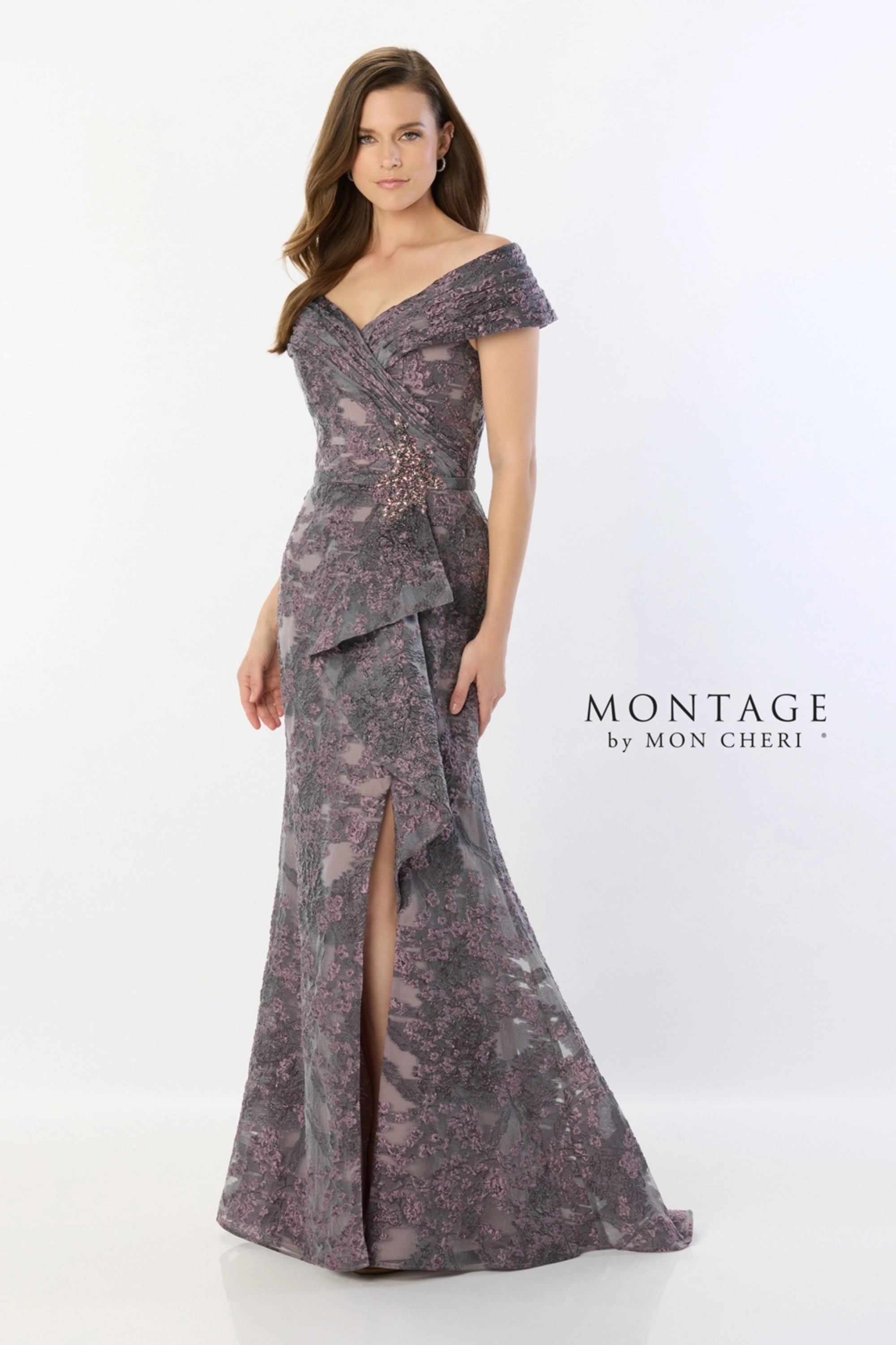 Formal Dresses Long Formal Beaded Ruffle Evening Dress  Eggplant