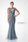 Formal Dresses Beaded Long Formal Cape Evening Dress Steel Gray