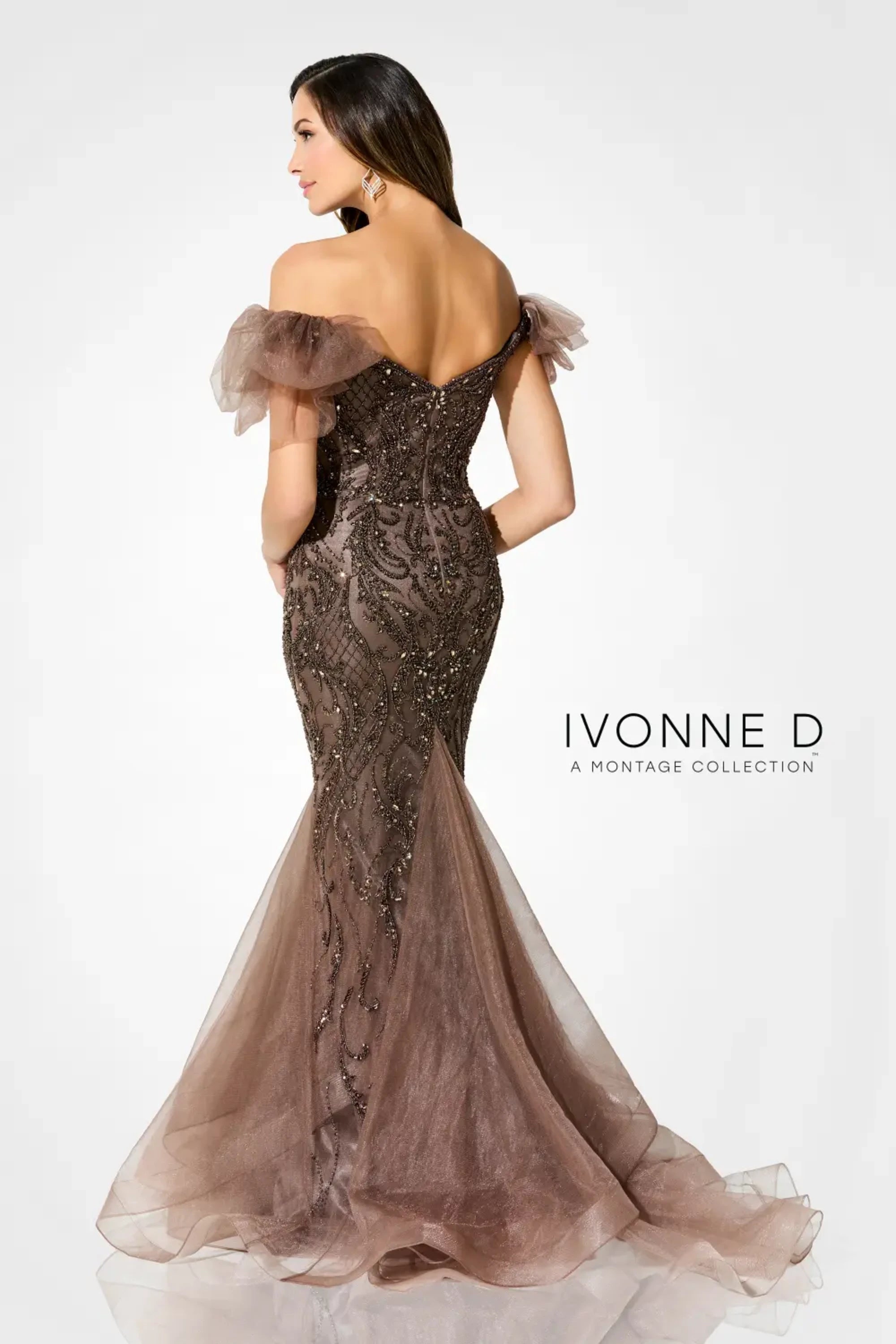 Formal Dresses Long Mermaid Evening Beaded Formal Dress Mocha