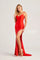 Prom Dresses Fitted Long Formal Stone Accents Prom Dress Red