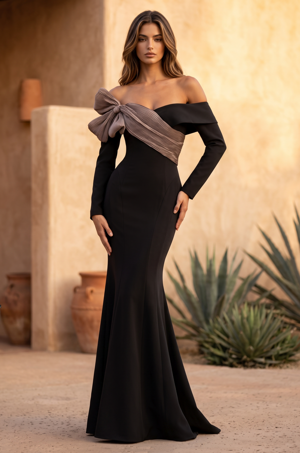 Off-The-Shoulder Bow Mermaid Gown
