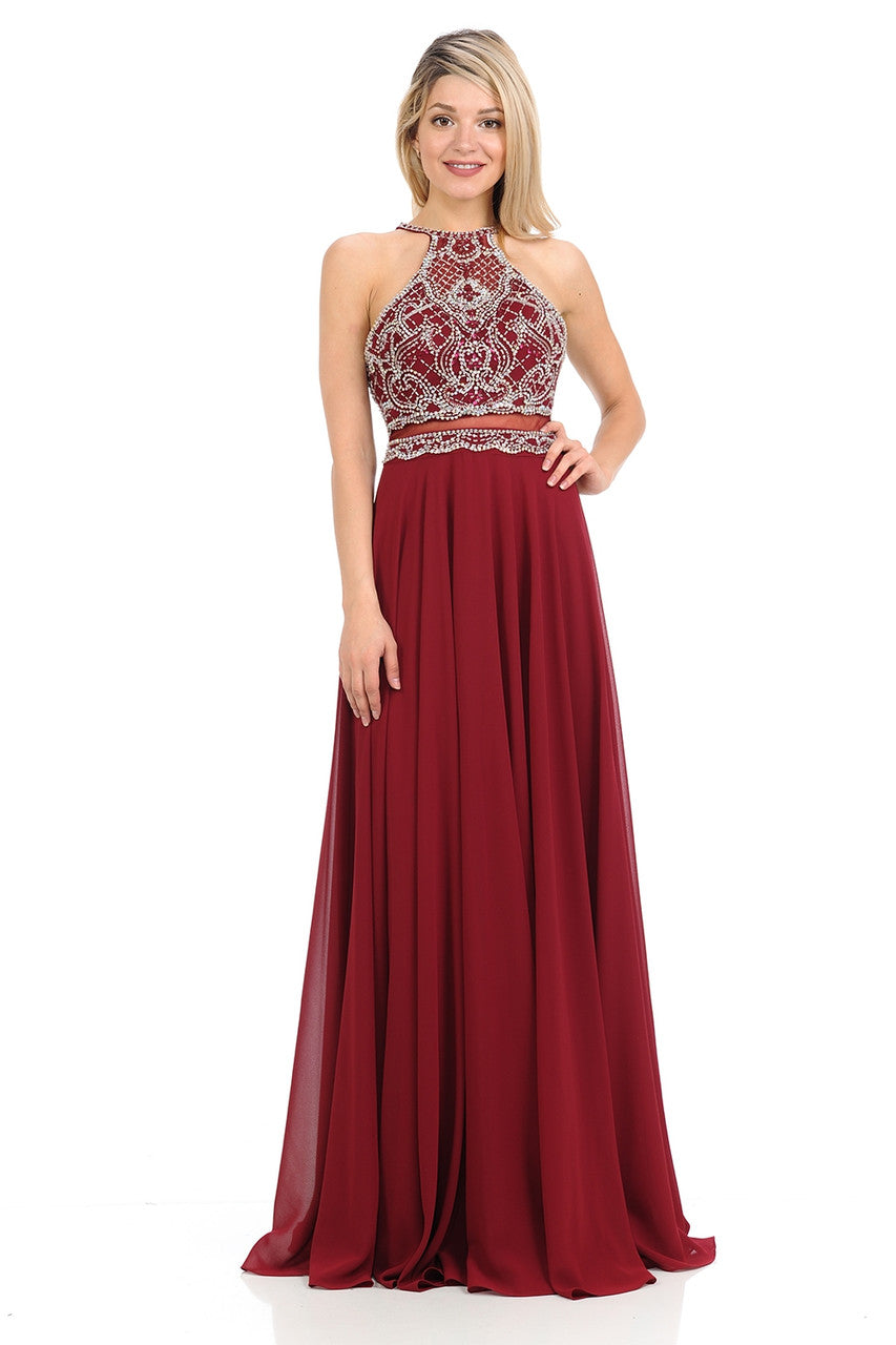 Prom Dresses Long Beaded Formal Prom Dress Lenovia 8122 Burgundy