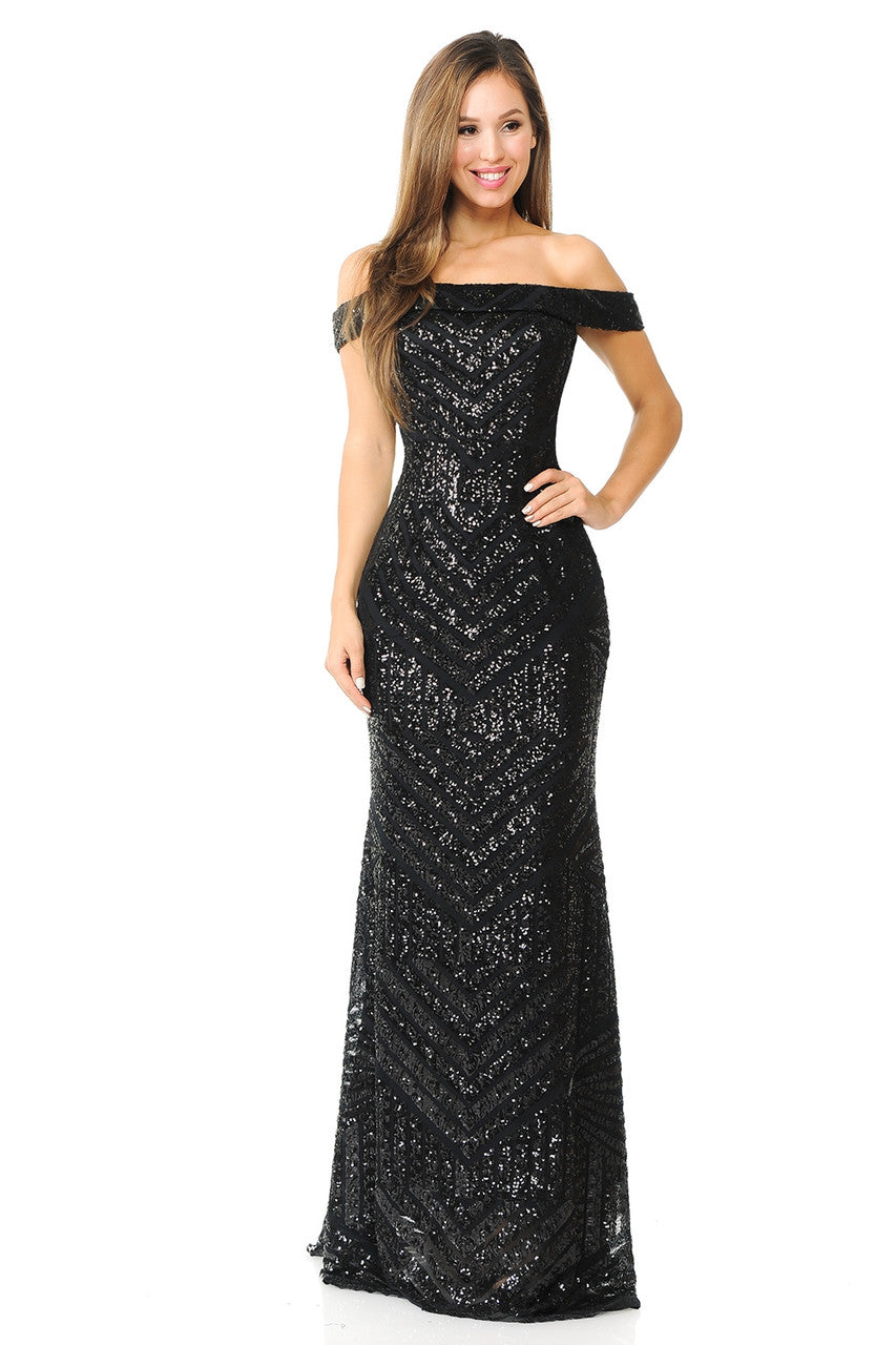 Prom Dresses Long Sequin Formal Prom Dress Lenovia 5224 Black