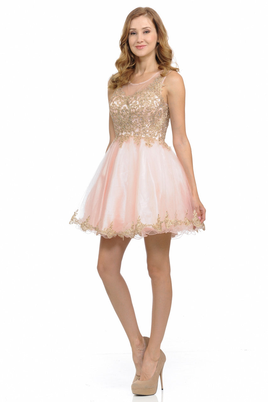 Prom Dresses A Line Short Homecoming Cocktail Dress Lenovia 8101 Blush Pink