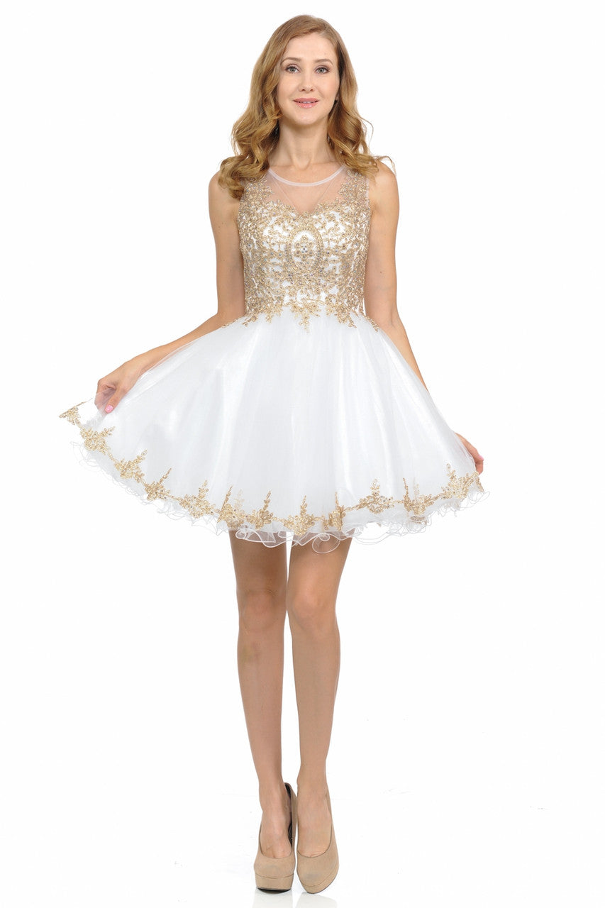 Prom Dresses A Line Short Homecoming Cocktail Dress Lenovia 8101 White
