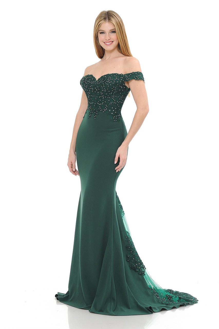 Prom Dresses Long Formal Beaded Mermaid Prom Dress Lenovia 8134 Hunter Green