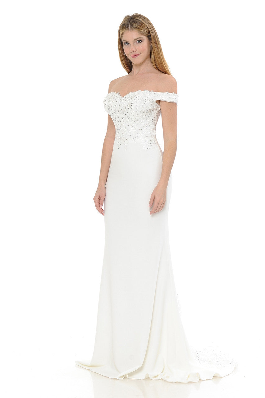 Wedding Dresses Long Mermaid Beaded Wedding Dress Lenovia 8134 Ivory