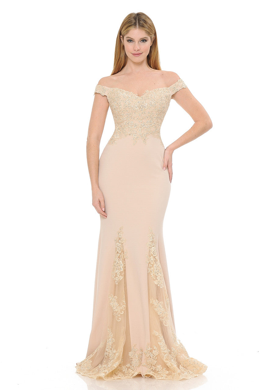 Prom Dresses Long Formal Beaded Prom Dress Lenovia 8137 Nude