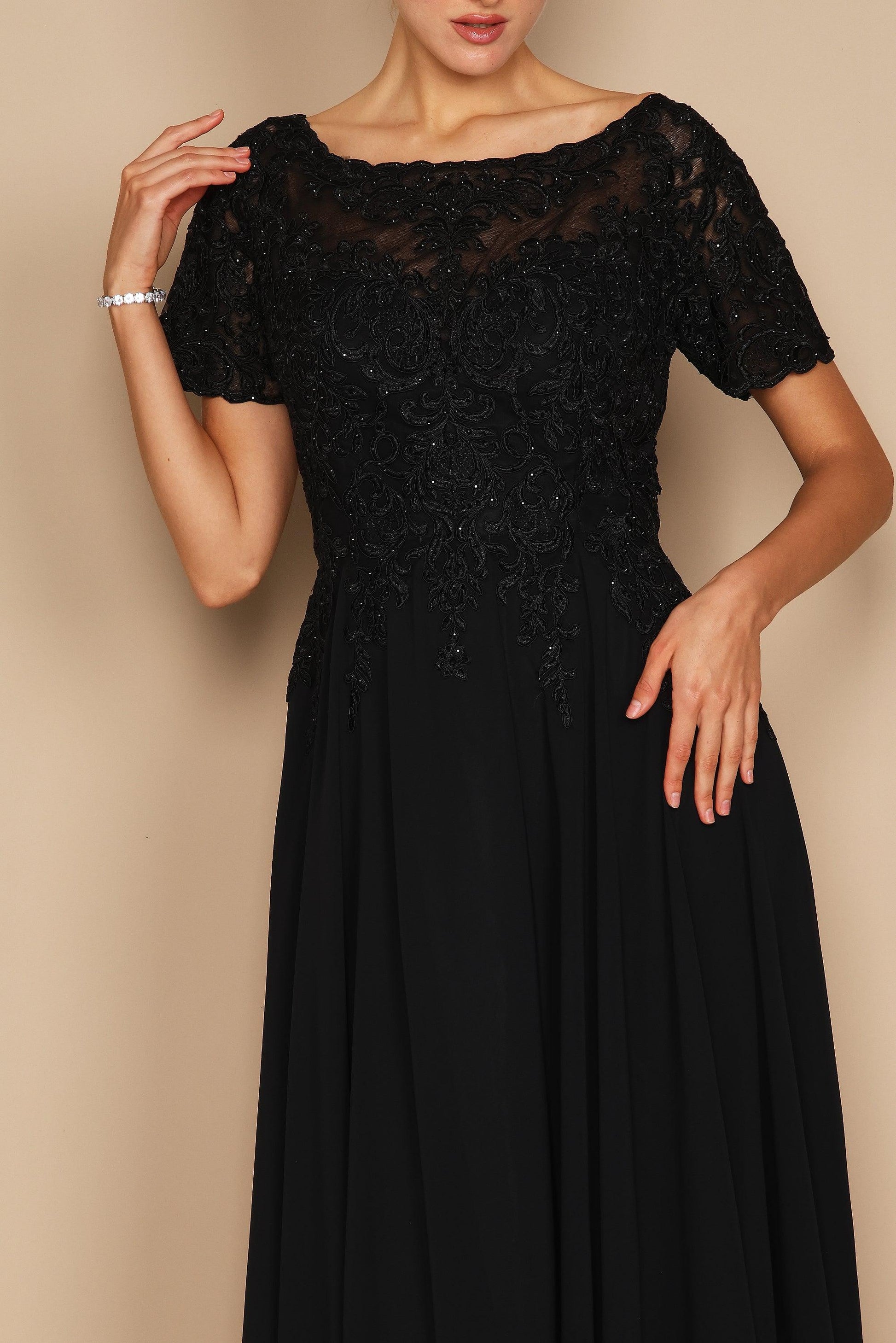 Short Sleeve Mother of the Bride Formal Dress