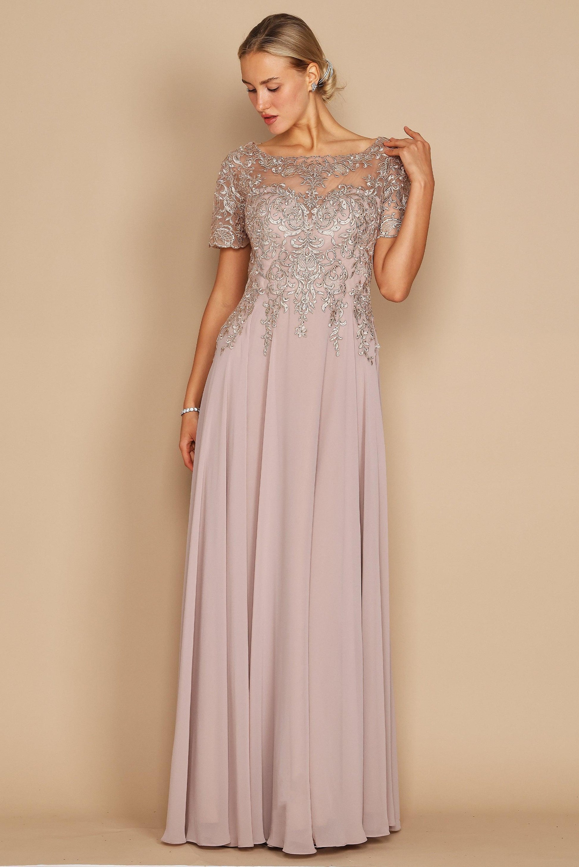 Short Sleeve Mother of the Bride Formal Dress