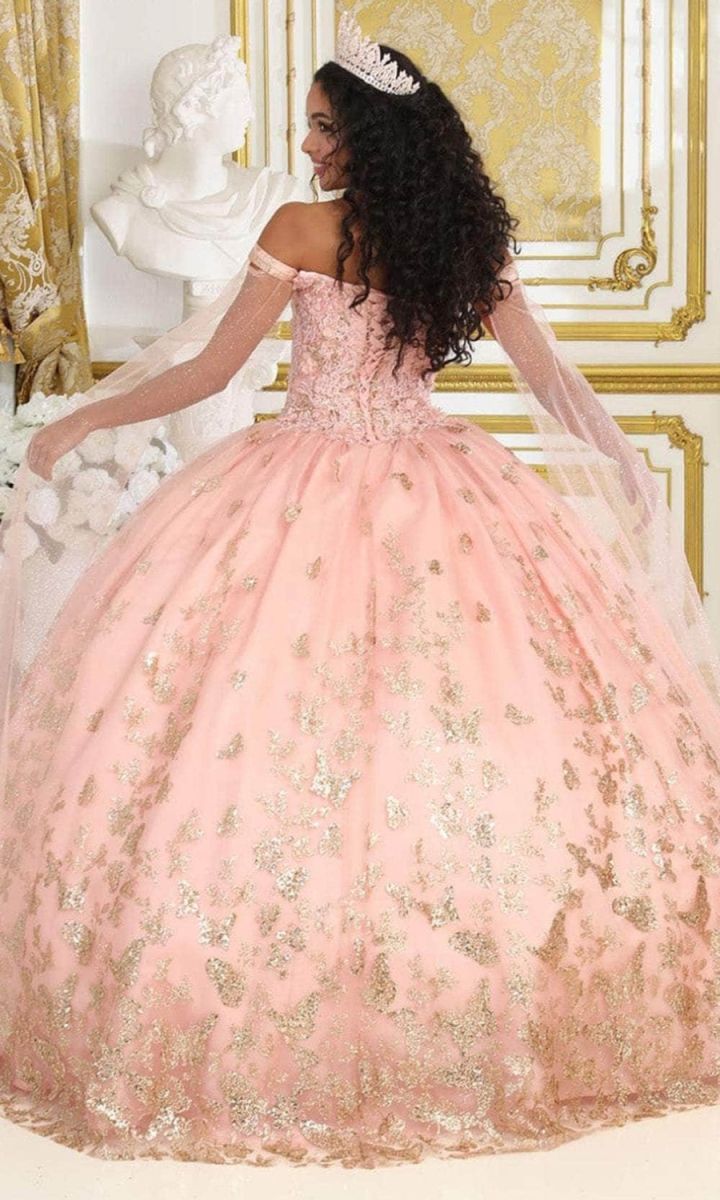 Off-the-Shoulder Floor-Length Tulle Quinceañera Ball Gown May Queen LK197