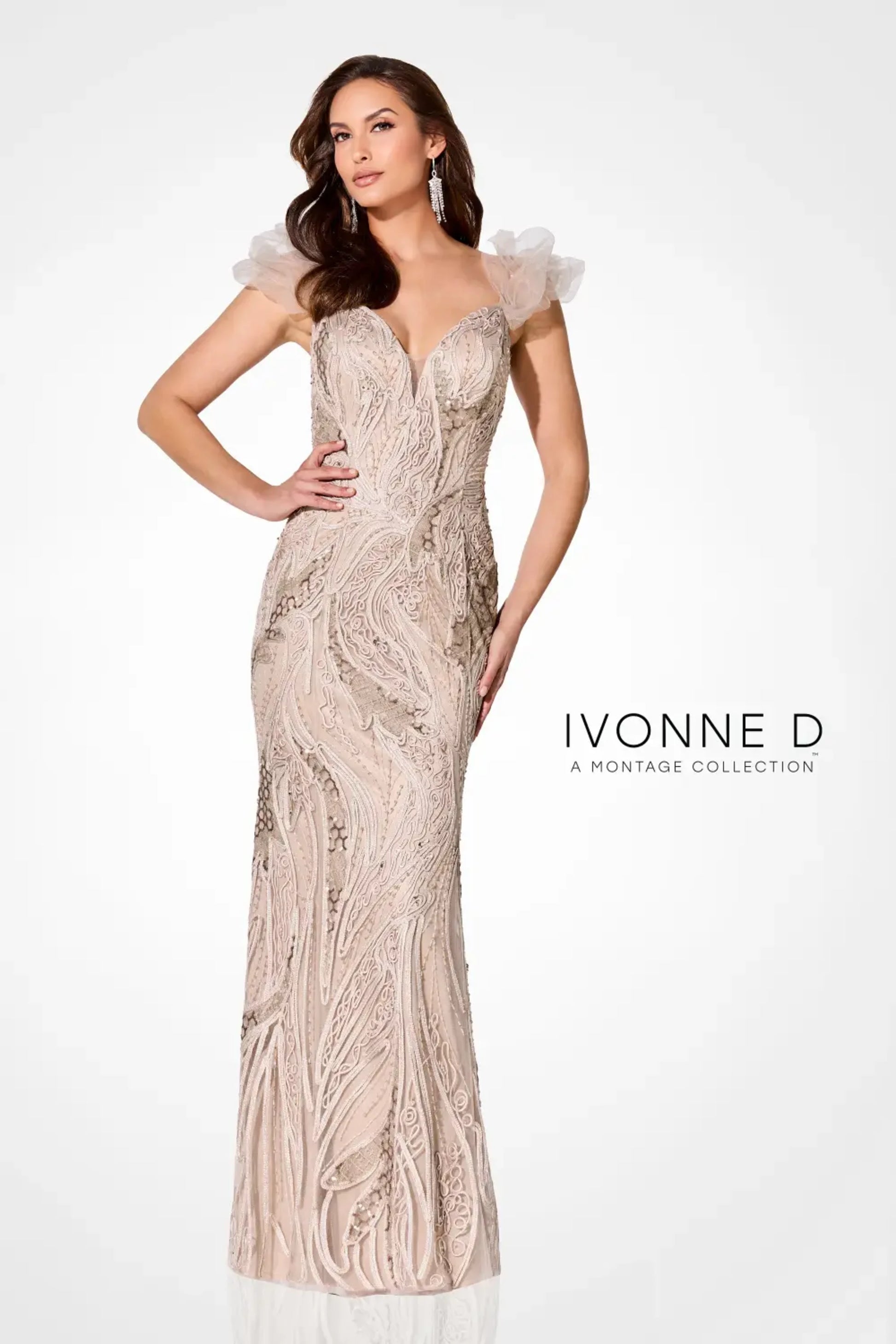 Ivonne D 122D64 Long Formal Mother of the Bride Beaded Evening Dress
