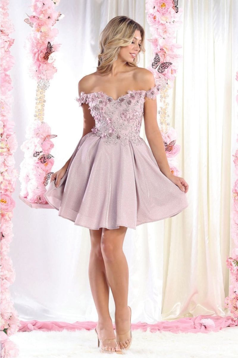 Off-the-Shoulder Mini/Short Tulle Cocktail A-Line May Queen 1906