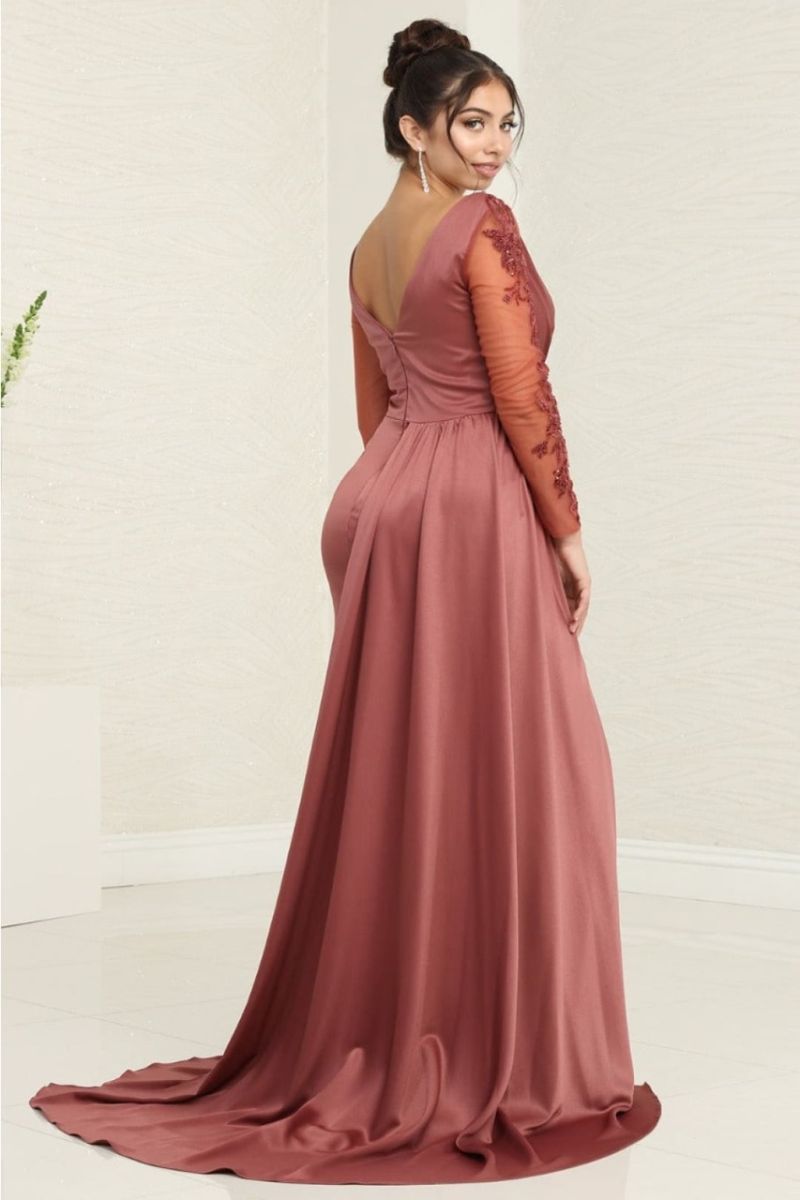 V-Neck Floor-Length with Train Satin Prom A-Line May Queen 2008
