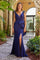 Formal Dresses Long Formal Beaded Peplum Evening Dress Navy Blue