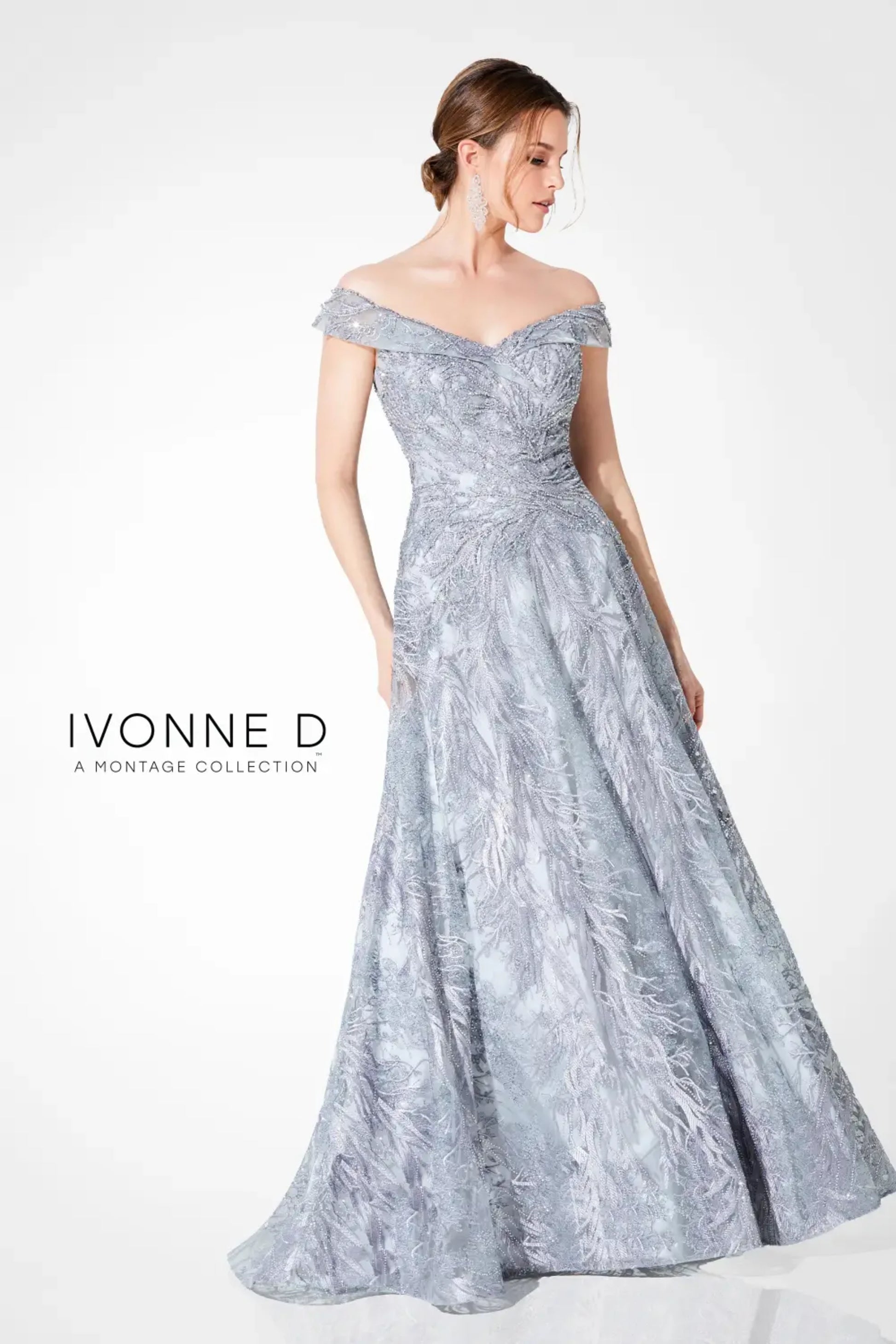 Ivonne D 220D24 Beaded A Line Long Evening Formal Dress