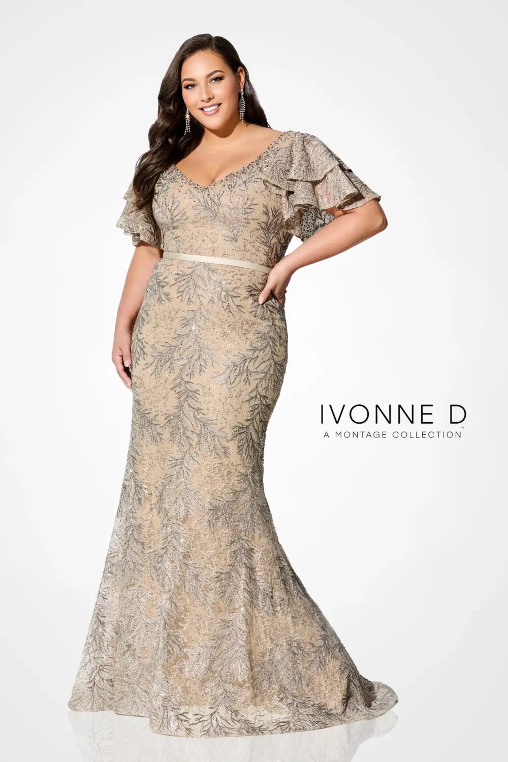 Mother of the Bride Dresses Ruffled Long Mother of the Bride Formal Dress Antique Gold
