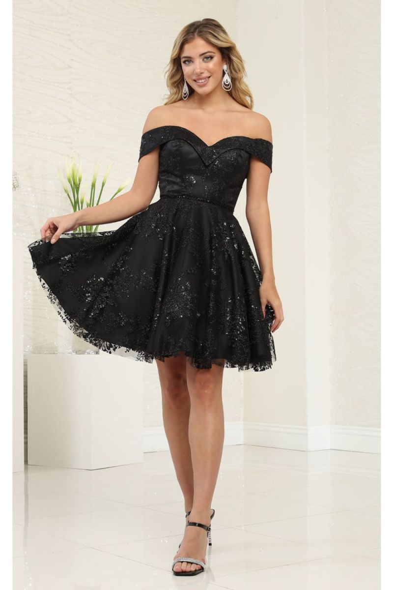 Off-the-Shoulder Mini/Short Satin Cocktail A-Line May Queen 1933