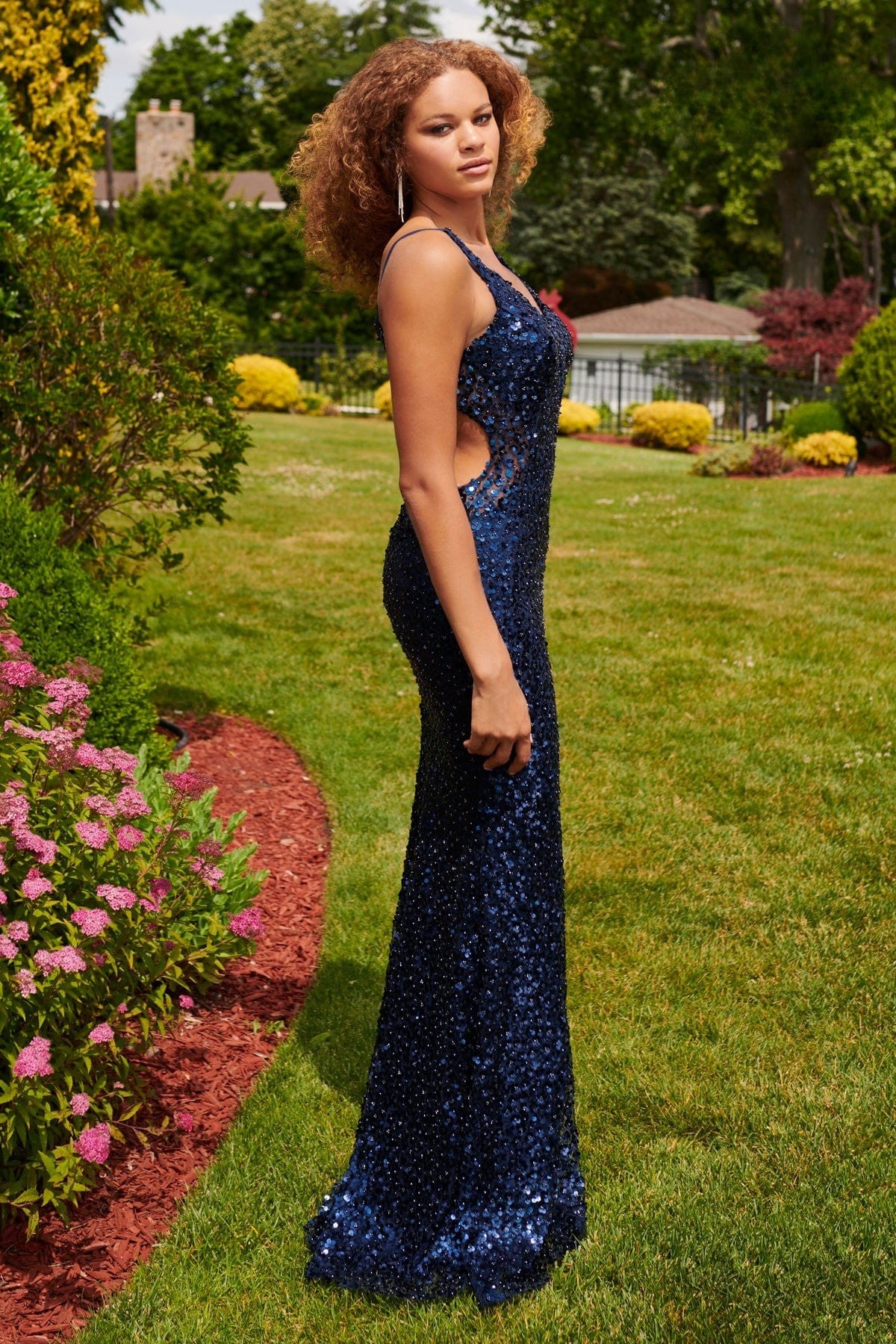 Prom Dresses Sequin Long Formal Fitted Prom Dress Navy