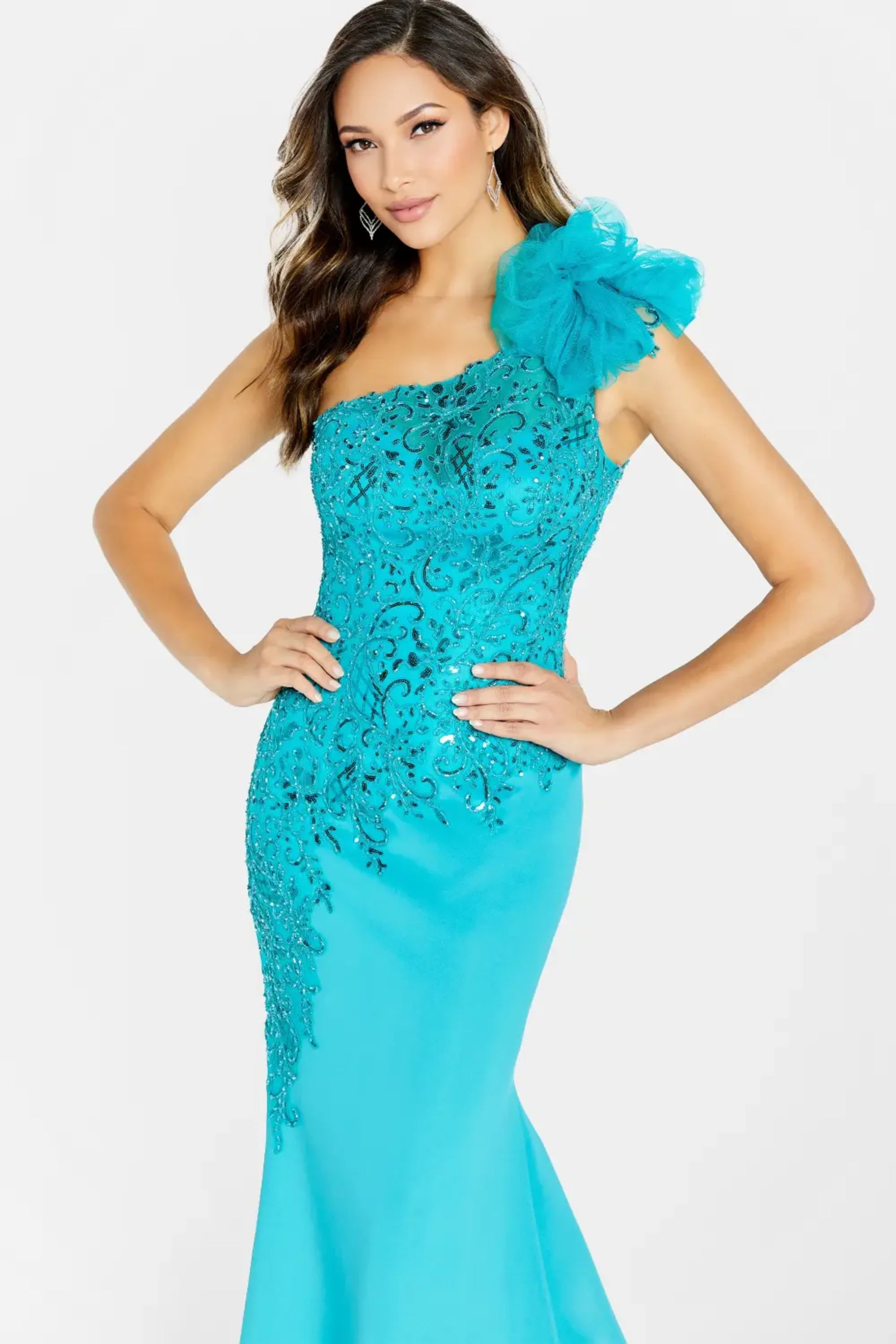 Cameron Blake CB132 Formal Long Beaded Sequin Evening Dress