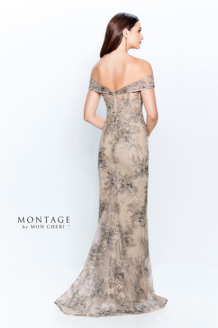 Montage 120923 Beaded Lace Long Formal Evening Dress