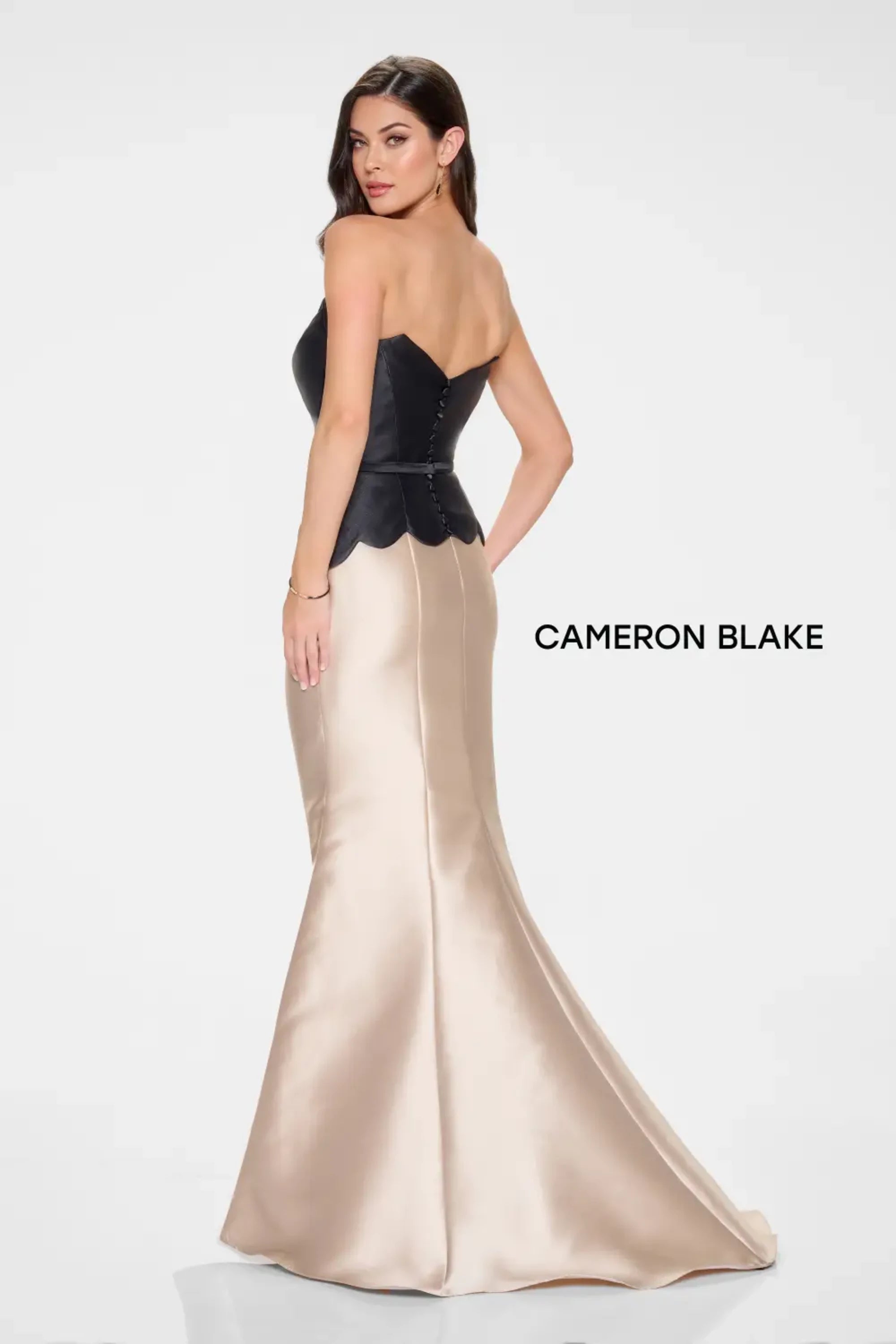 Formal Dresses Long Mermaid Formal Peplum Evening Dress Black/Champagne