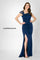 Formal Dresses Fitted Slit Long Formal Evening Dress Navy Blue